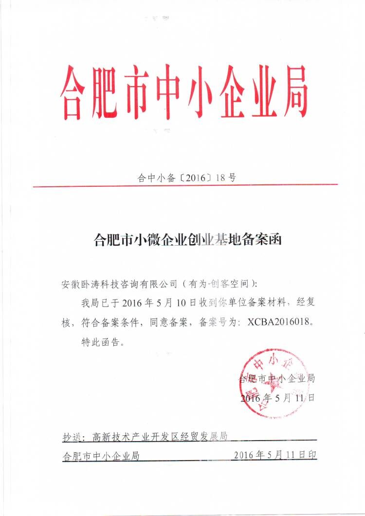 安徽臥濤備案合肥市小微企業(yè)創(chuàng)業(yè)示范基地順利開(kāi)展！